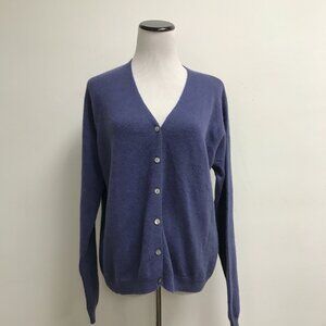 Kirkland Signature purple 2 ply cashmere v neck cardigan sweater L flaws